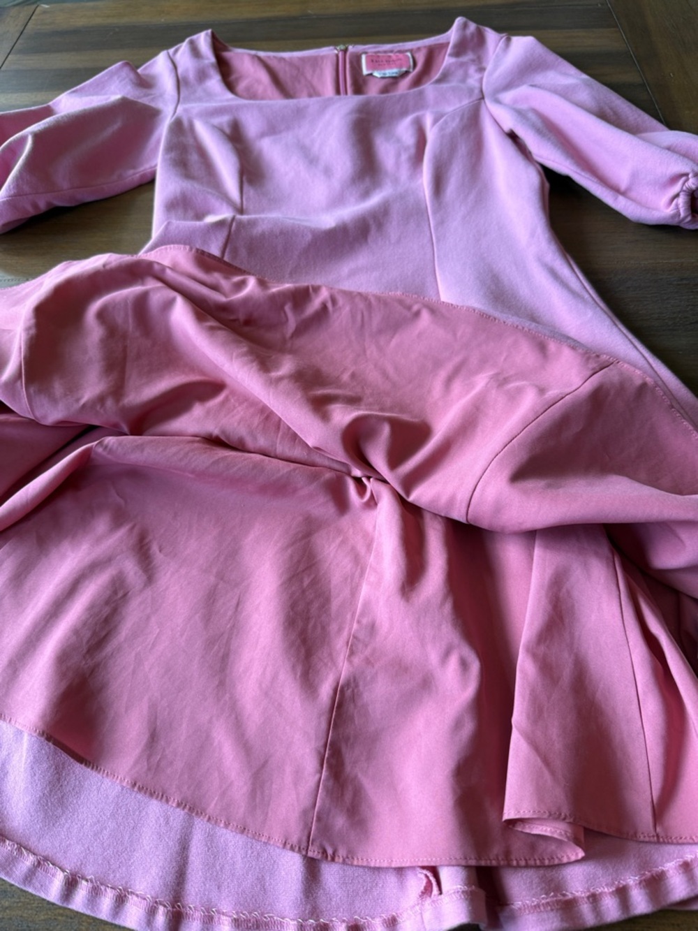 kate spade Blush Pink Square Neck Puff Sleeve Mini Dress - NWOT - Picture 7 of 10